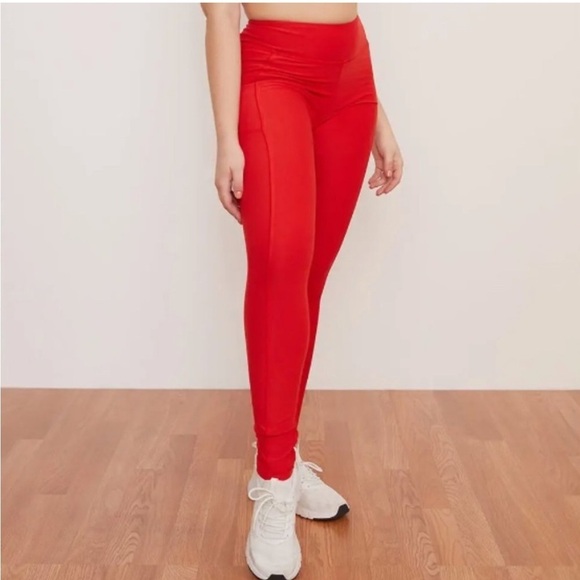 Wolven Cayenne Red Pocket High Rise Leggings - Picture 1 of 8